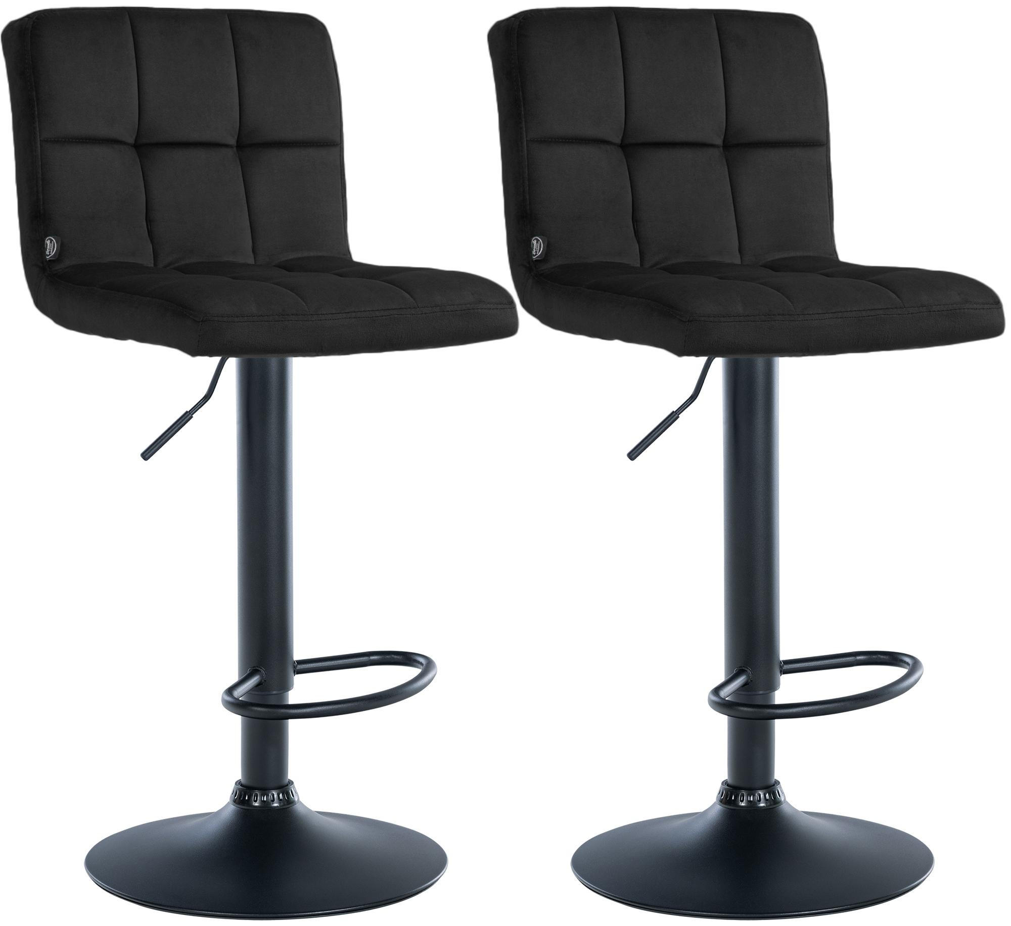 BARHOCKER 2er Set Samt schwarz - Schwarz, Textil/Metall (46/94/47cm) - CLP