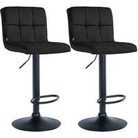 BARHOCKER 2 Samt Schwarz - Schwarz, Textil/Metall (46/94/47cm) - CLP