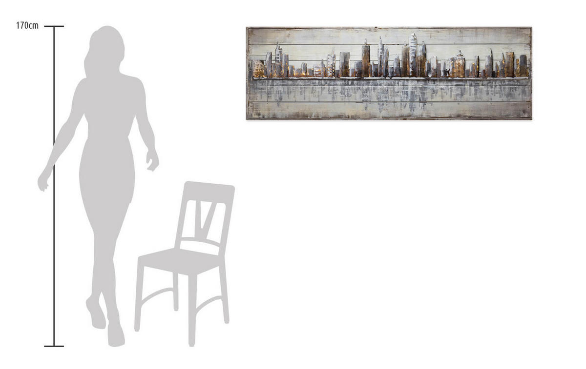 HOLZBILD Grau 150/50 cm - Beige/Grau, Holz (4.31/50cm) - KUNSTLOFT