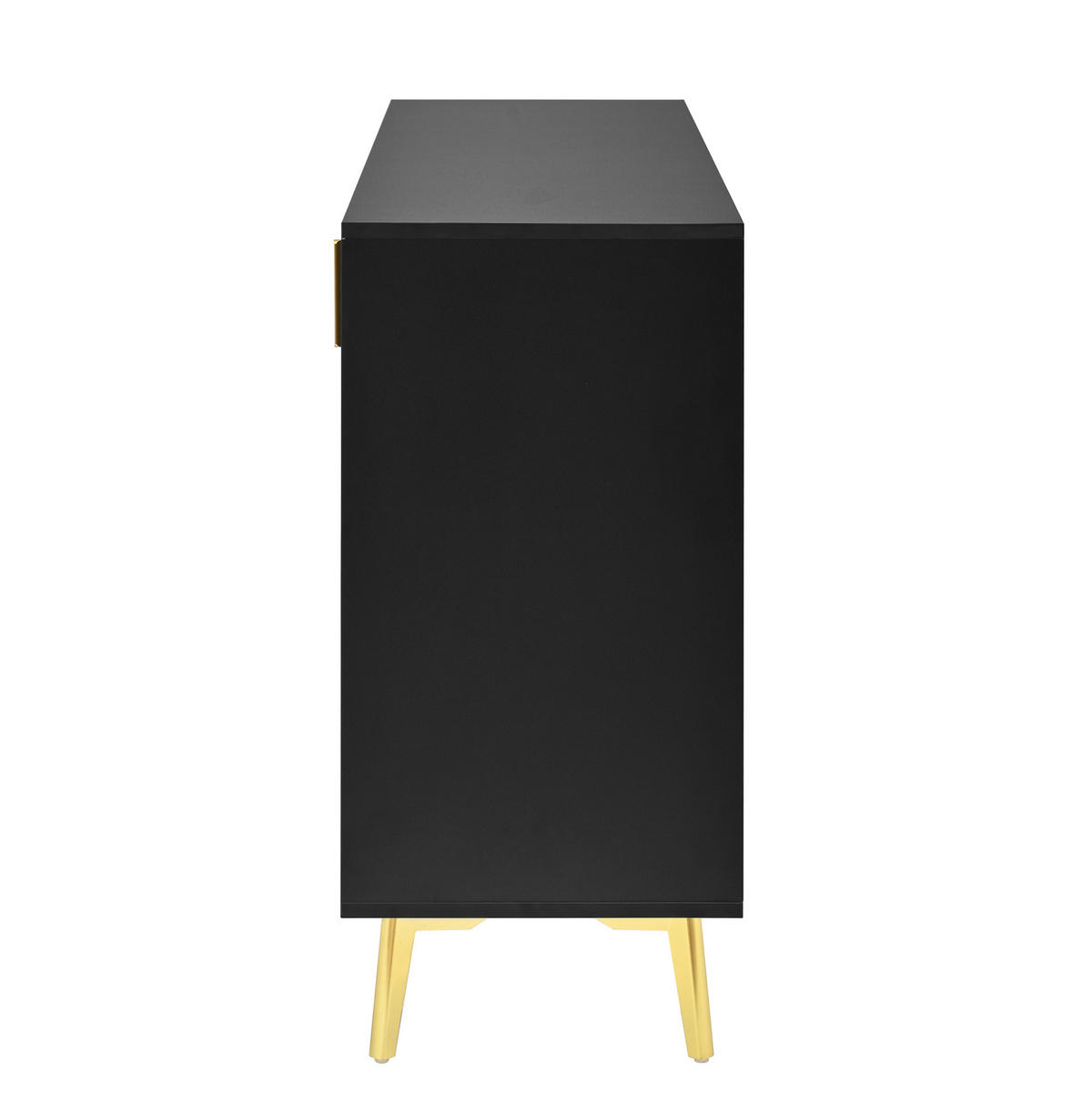 SIDEBOARD 140/38/82 cm Schwarz aus MDF mit 4 Türen und 4 Schubladen - Schwarz, Holzwerkstoff (38/82/140cm) - OKMYHOME