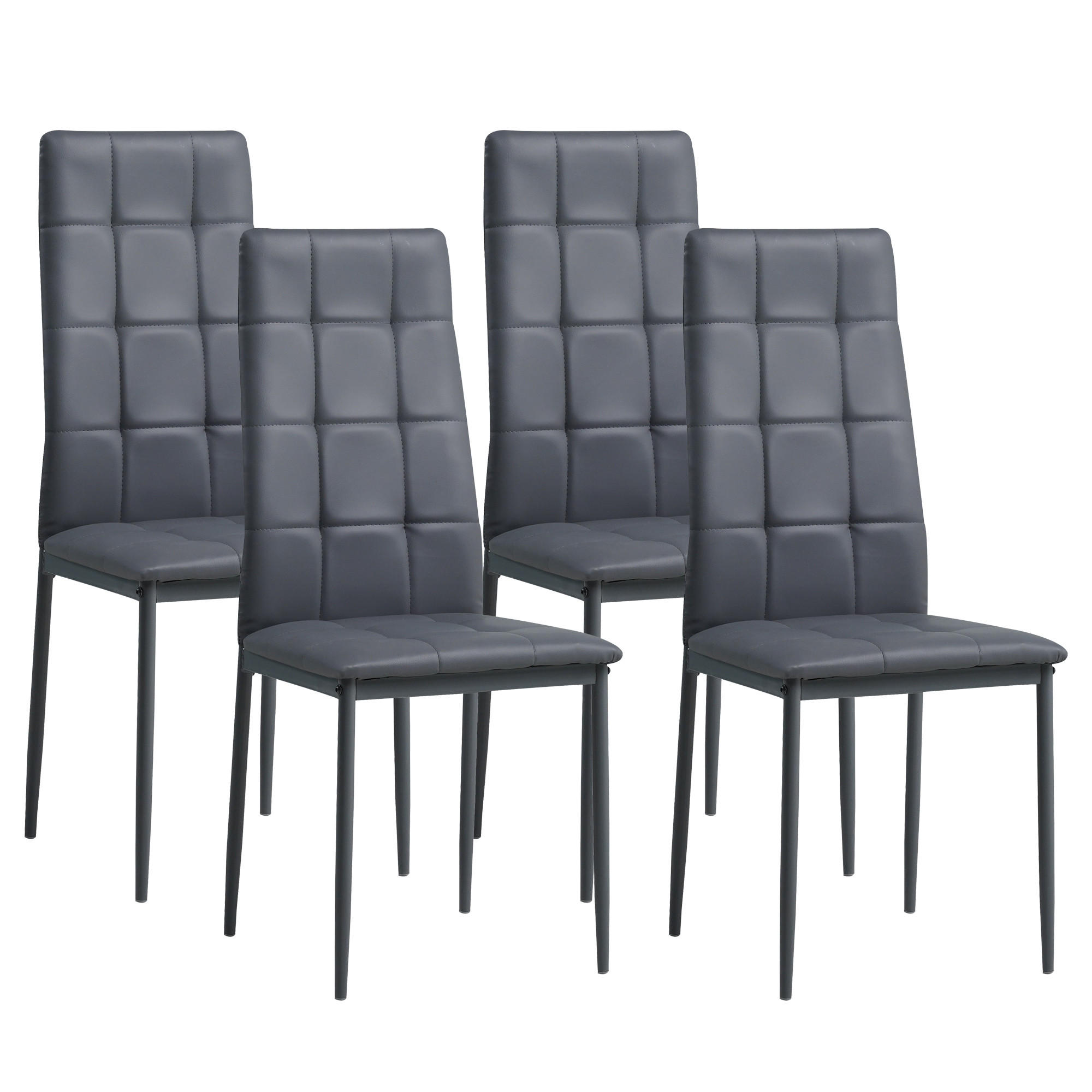 STUHL RIMINI Lederimitat Metallbeine 4er Set Grau - Grau, Kunststoff/Metall (41/97/38cm) - Albatros