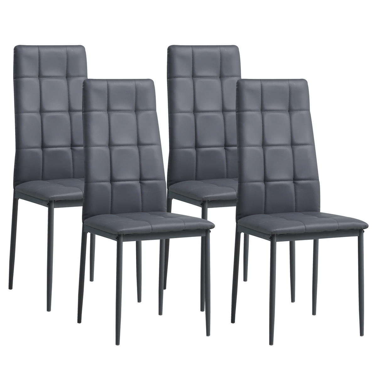 STUHL RIMINI Lederimitat Metallbeine 4er Set Grau - Grau, Kunststoff/Metall (41/97/38cm) - Albatros
