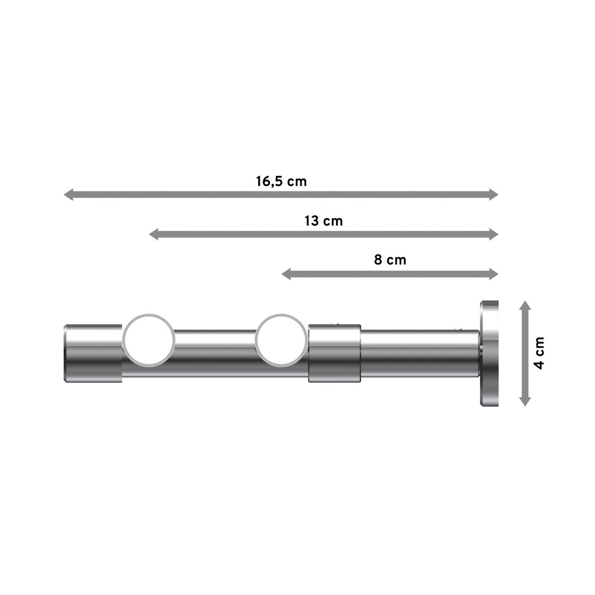 GARDINENSTANGEN-SET Prestige Savio 320 cm (geteilt in 2 x 160 cm), 2-läufig, 20 mm Ø Chrom - Chromfarben, Metall (320cm) - INTERDECO