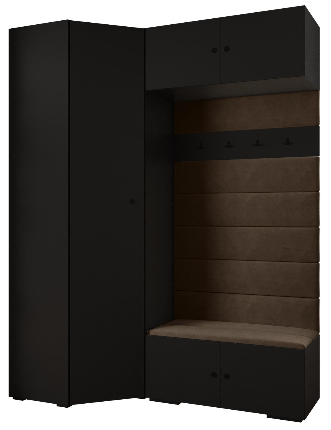 Abiks Möbel Garderoben-Set Schwarz, Braun, Schwarz 181.7x236.7x47 cm