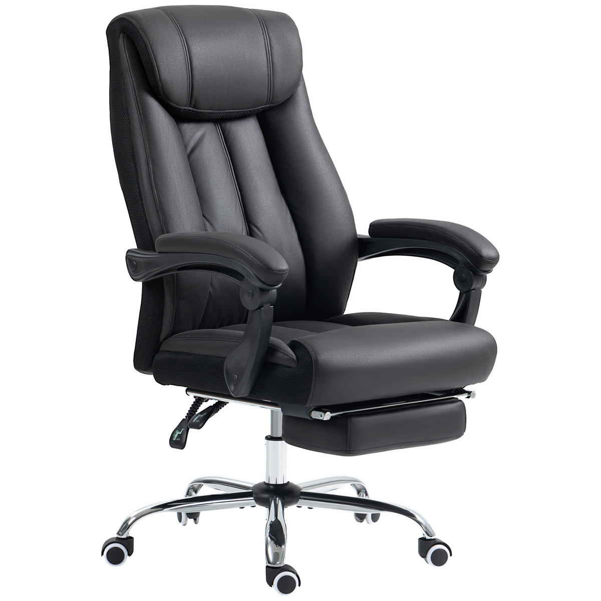 BÜROSTUHL höhenverstellbarer Computerstuhl neigebarer Drehstuhl für Büro Schwarz - Schwarz, Textil (70/119/66cm) - HOMCOM