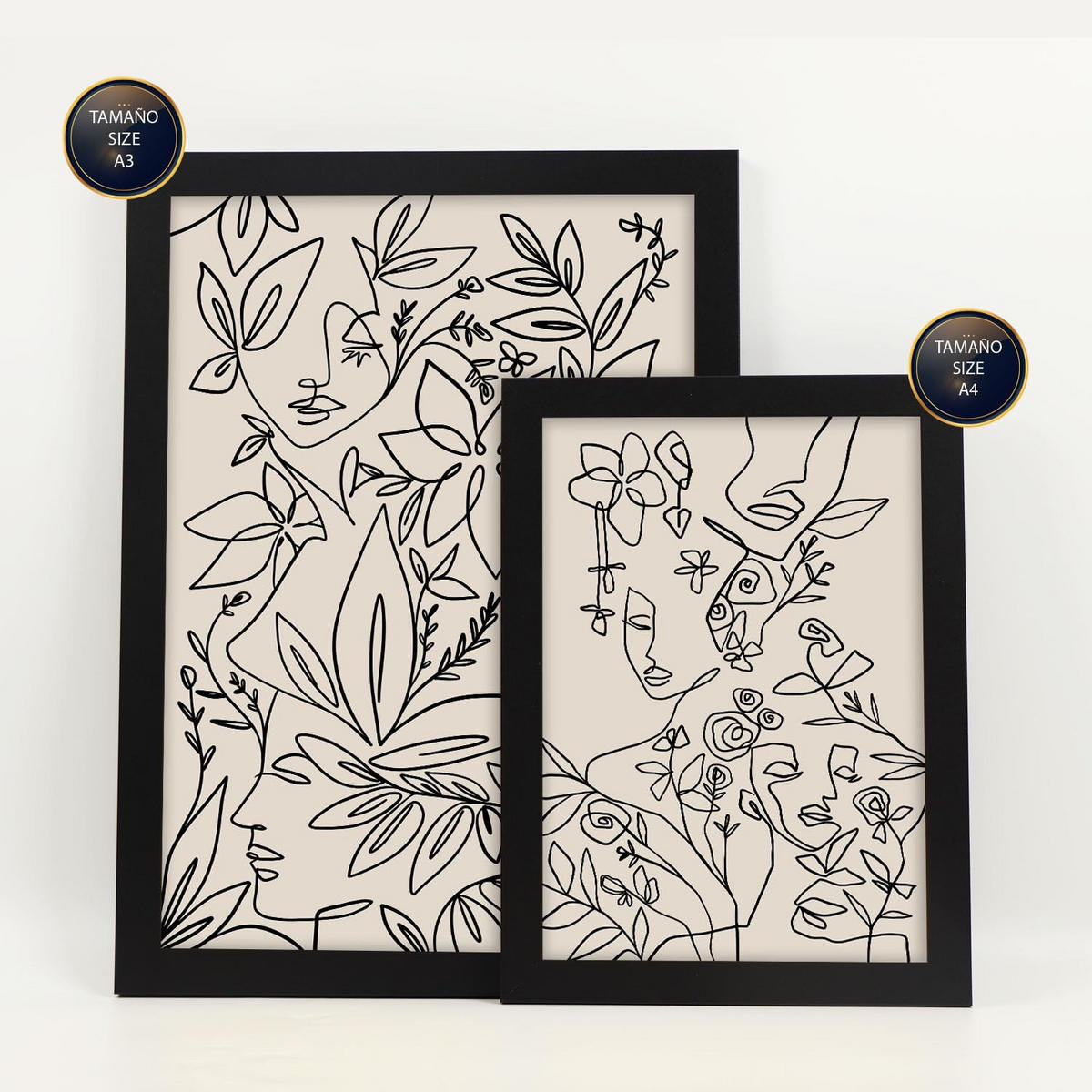 POSTER Set Mit 6 Ruffenrahmen 1 In Blume Zusammenfassung Ästhetische Dekorative Gemälde Für Ihr Wohnzimmer Zuhause A3 & A4 Schwarzer Rahmen - Schwarz, Papier (29/3cm) - Nacnic