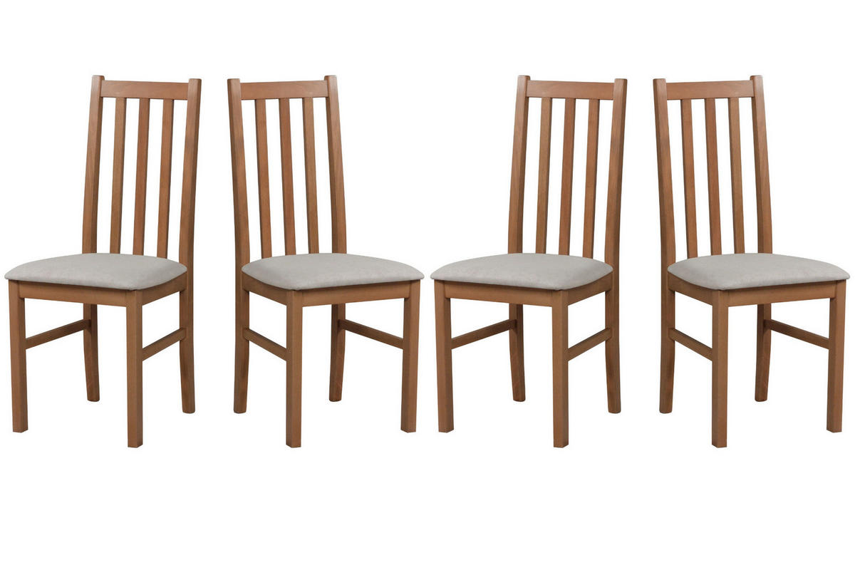 ESSZIMMERSTUHL - Set 4x BOS 10, hell nussbaum, Soro 23 - Beige/Nussbaumfarben, Holz (43/94/40cm) - Leaf Design
