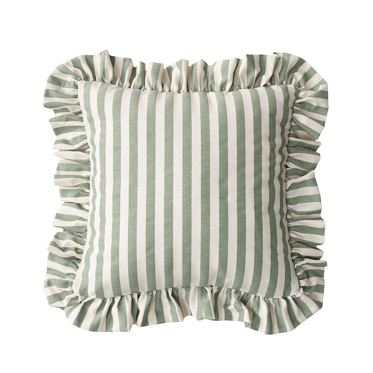 KISSENHÜLLE Charlotte 45x45 cm mit Rüsche - Grün, Textil (45/1cm) - Dekoria