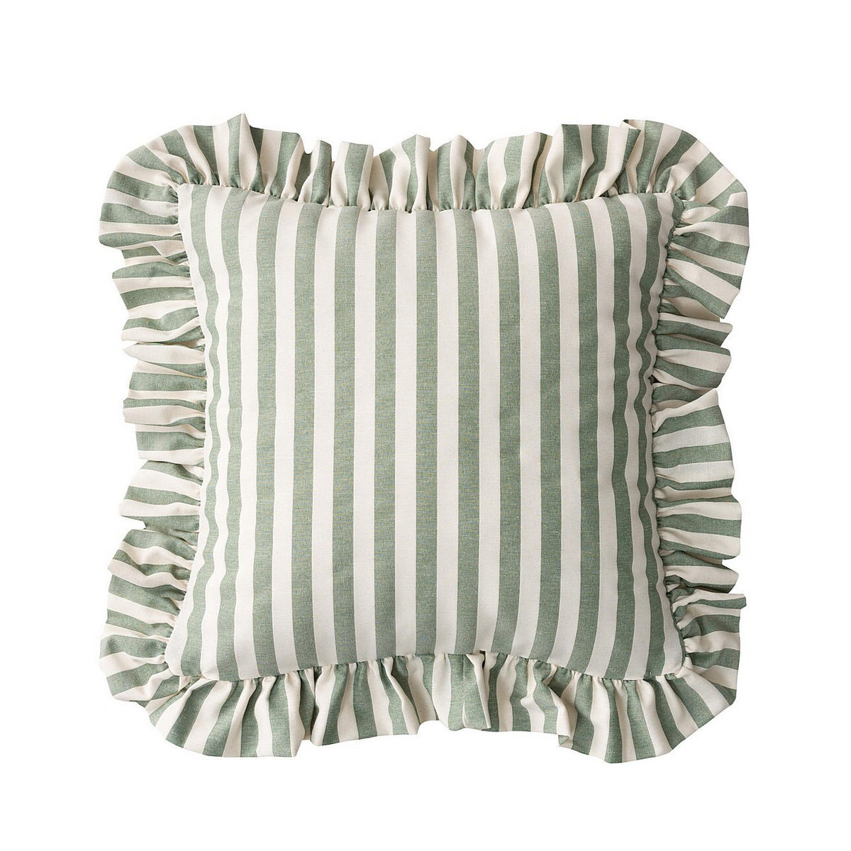 KISSENHÜLLE Charlotte 45x45 cm mit Rüsche - Grün, Textil (45/1cm) - Dekoria