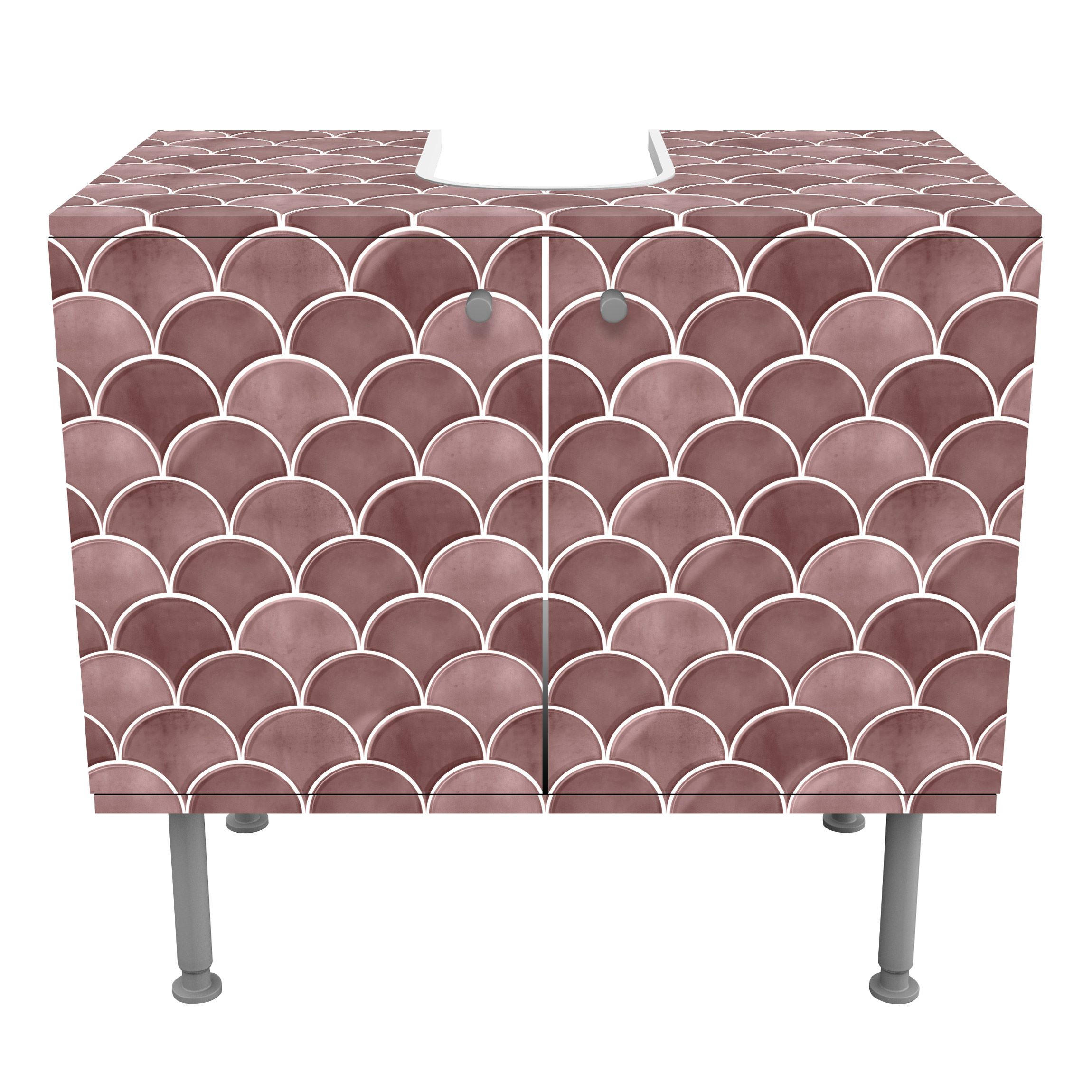 WASCHBECKENUNTERSCHRANK Fischschuppen Fliesen Keramikoptik Rosa 60/55/35 cm - Rosa, Holzwerkstoff (60/55/35cm) - Bilderwelten