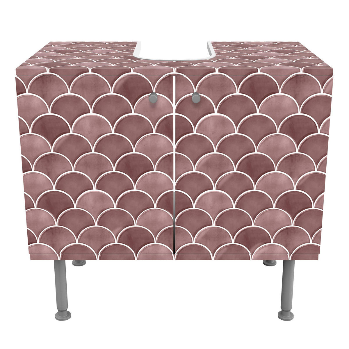 WASCHBECKENUNTERSCHRANK Fischschuppen Fliesen Keramikoptik Rosa 60/55/35 cm - Rosa, Holzwerkstoff (60/55/35cm) - Bilderwelten