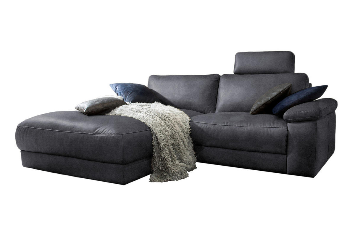 ECKSOFA MOTORISCH. RELAXFUNKTION LOLA Schwarz Webstoff - Schwarz, Textil (233/178cm) - KAWOLA