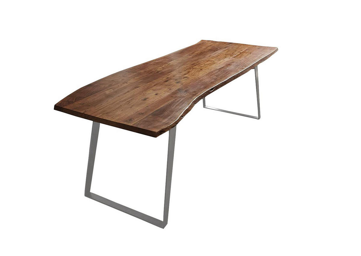 ESSTISCH HAVANNA - Silberfarben/Nussbaumfarben, Holz/Metall (100/200/77cm) - SAM