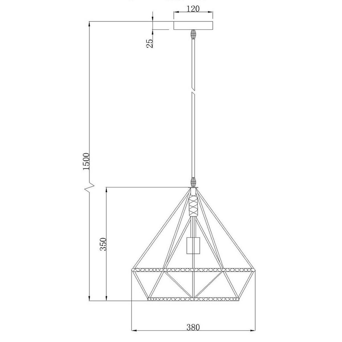 LED Hängeleuchte Hanfseil Braun - Schwarz, Metall (38/38/150cm) - Globo Lighting