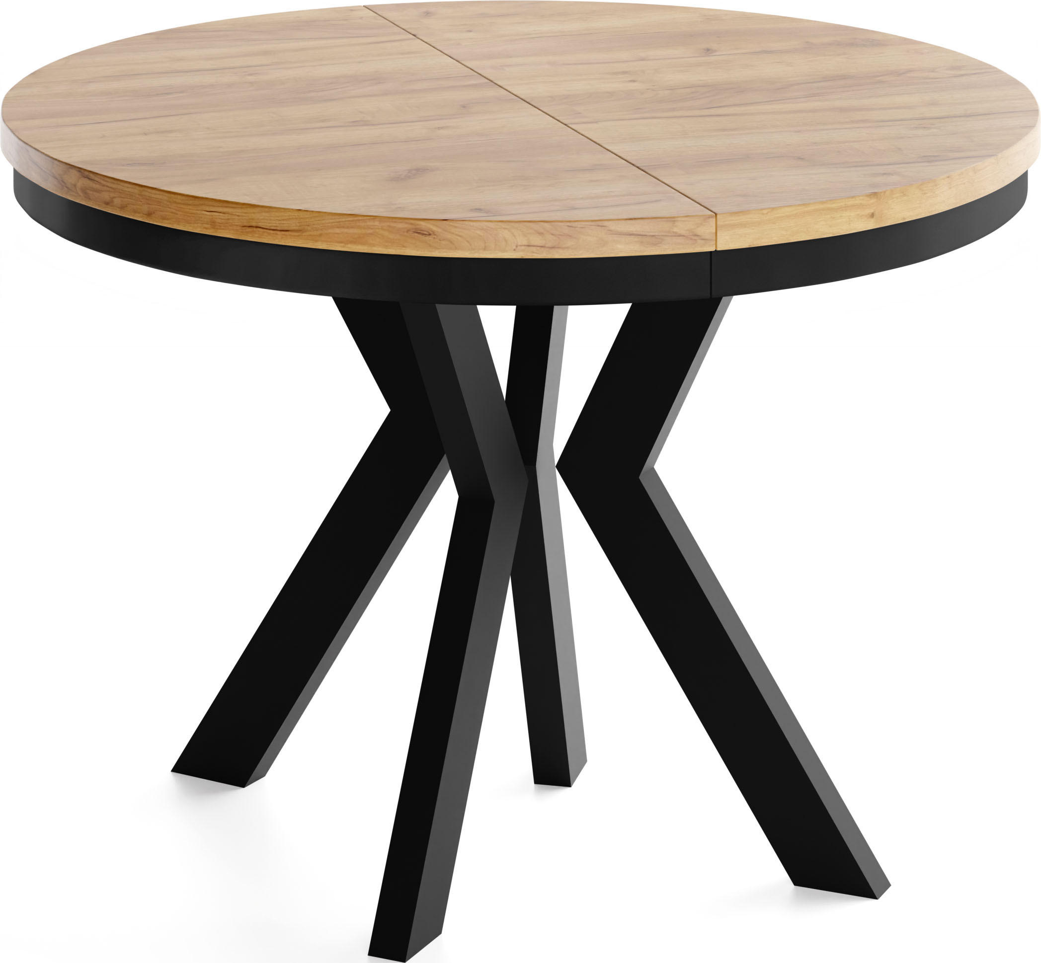 ESSTISCH Savio Neo rund ausziehbar verlängerbar XXL, Eiche Braun 100-300/100/77 cm - Eiche Wotan/Schwarz, Holz/Holzwerkstoff (100/100/77cm) - WFL GROUP