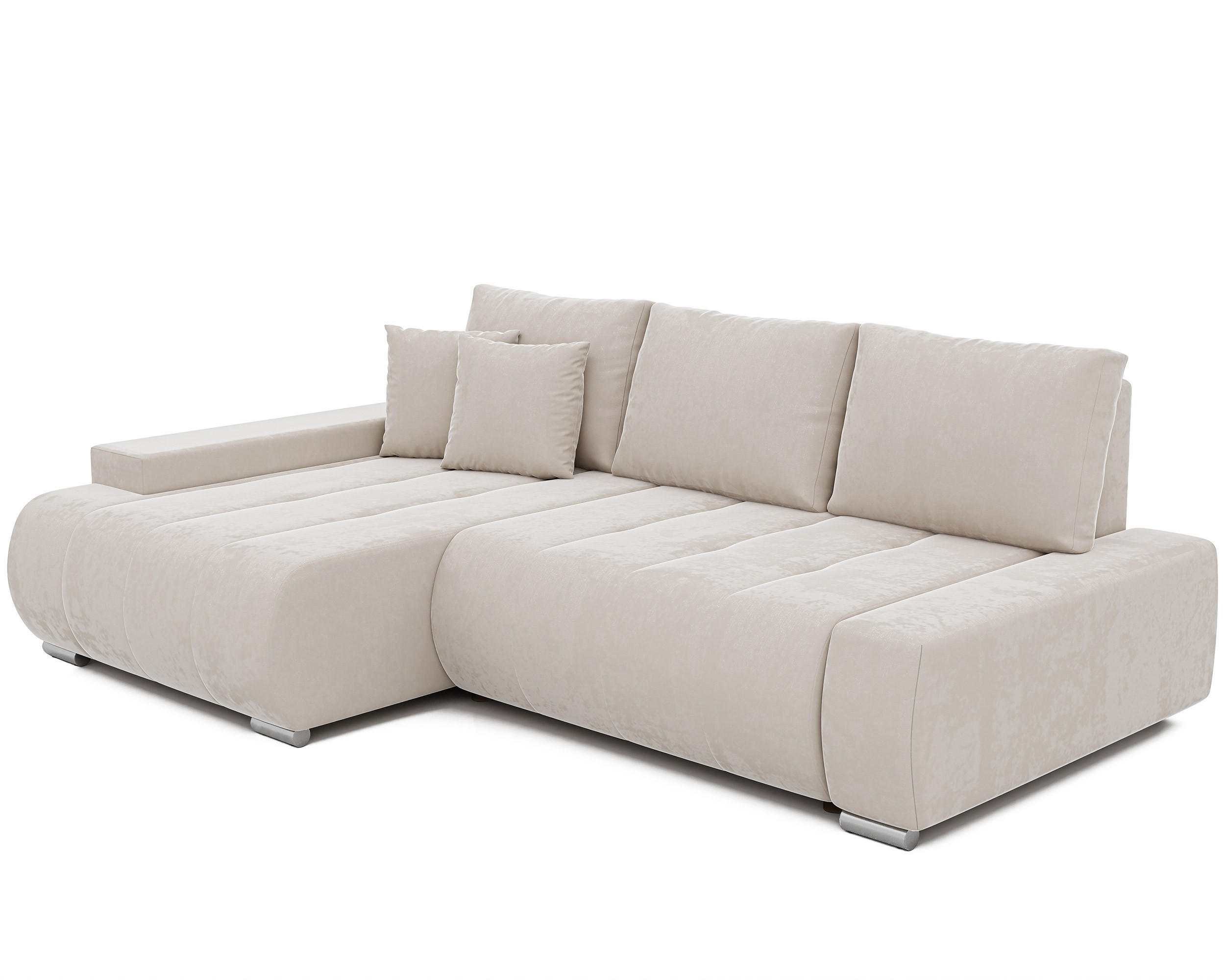 ECKSOFA NIKO Links, mit Schlaffunktion und Bettkasten, Creme - Creme, Textil (227/153cm) - Idohome