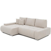 ECKSOFA NIKO Links, mit Schlaffunktion und Bettkasten, Creme - Creme, Textil (227/153cm) - Idohome