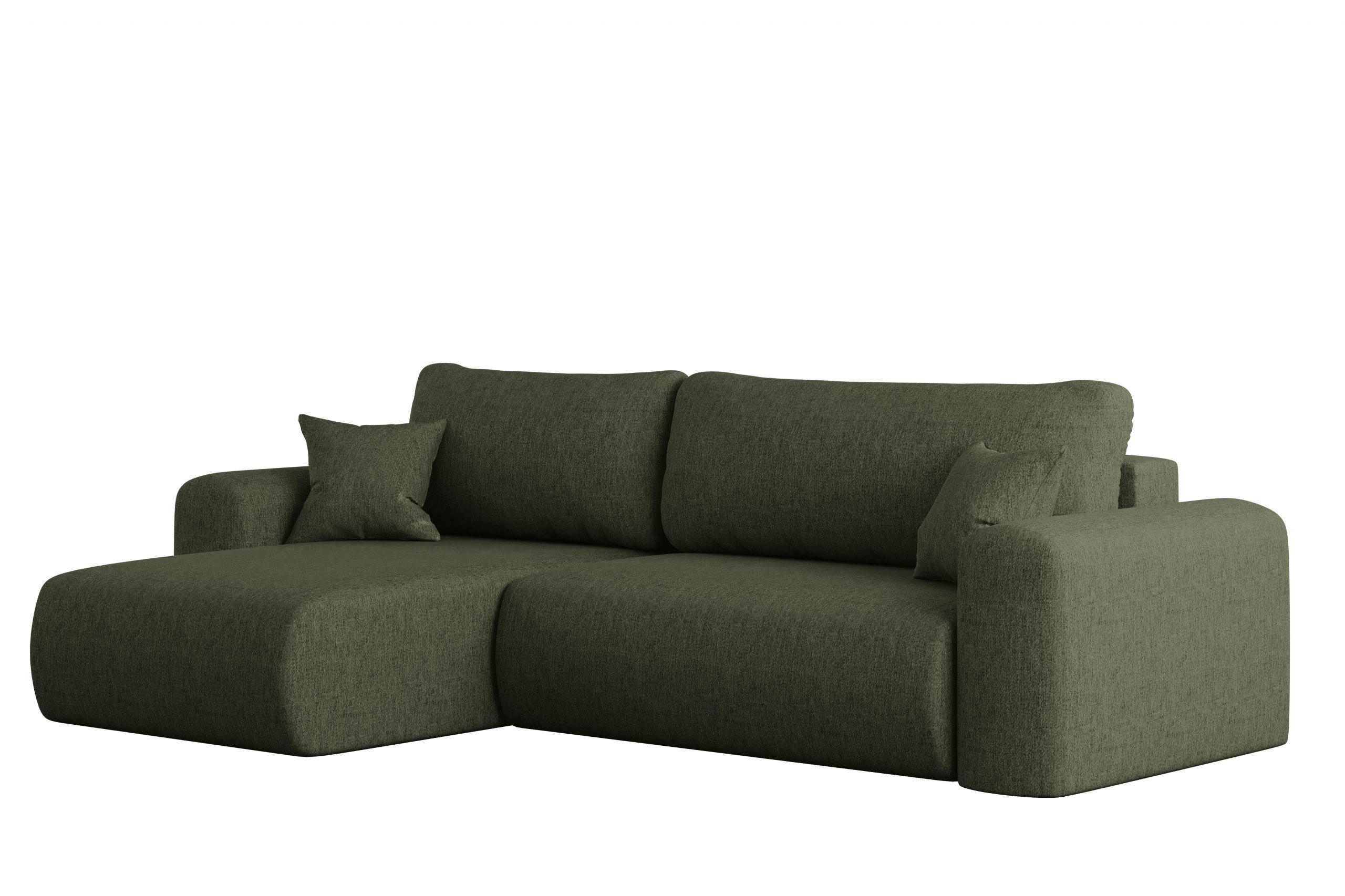 ECKSOFA Mit Schlaffunktion Und Bettkasten L-förmiges Sofa Capri Stoff Verita Links Dunkelgrün - Dunkelgrün, Holz (145/272cm) - Kaiser Möbel