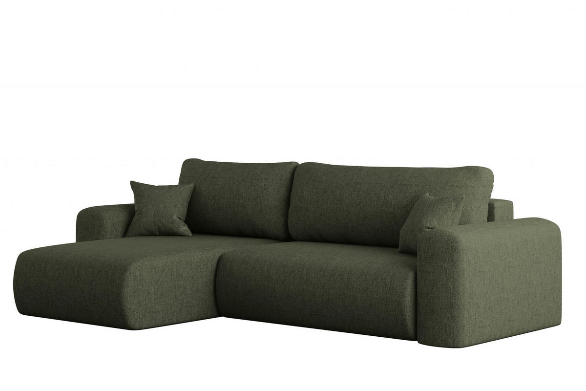 ECKSOFA Mit Schlaffunktion Und Bettkasten L-förmiges Sofa Capri Stoff Verita Links Dunkelgrün - Dunkelgrün, Holz (145/272cm) - Kaiser Möbel