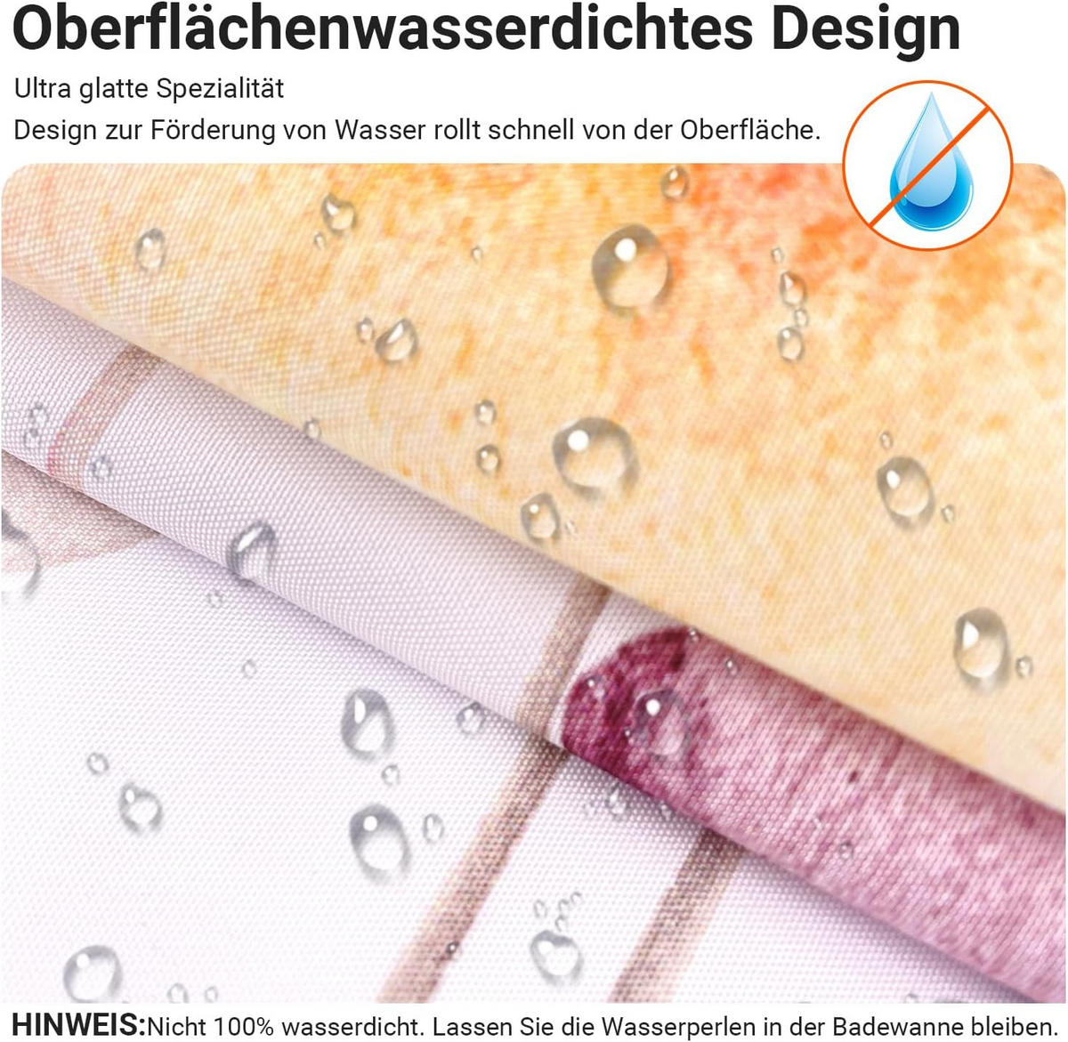 DUSCHVORHANG floral Muster beschwerter Saum schimmelresistent mit Ringen Badewanne - Weiß, Textil (180/180cm) - MCBOSON