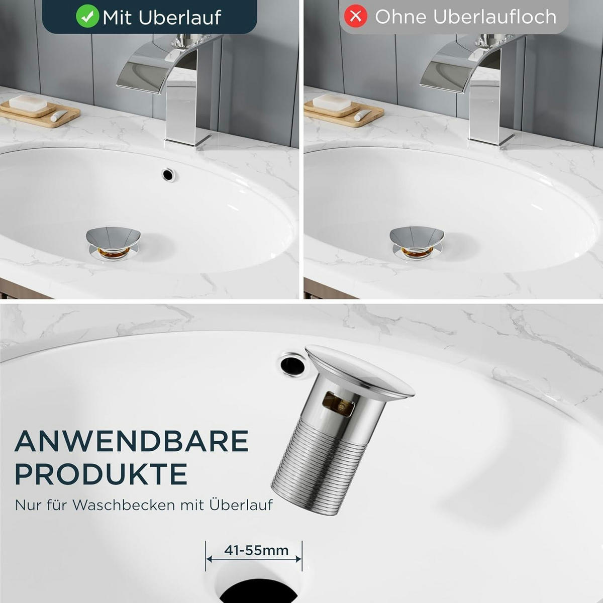 WASCHTISCHARMATUR Wasserfall mit Ablaufgarnitur Chrom 110 mm - Silberfarben, Metall (18/16.5/5.5cm)