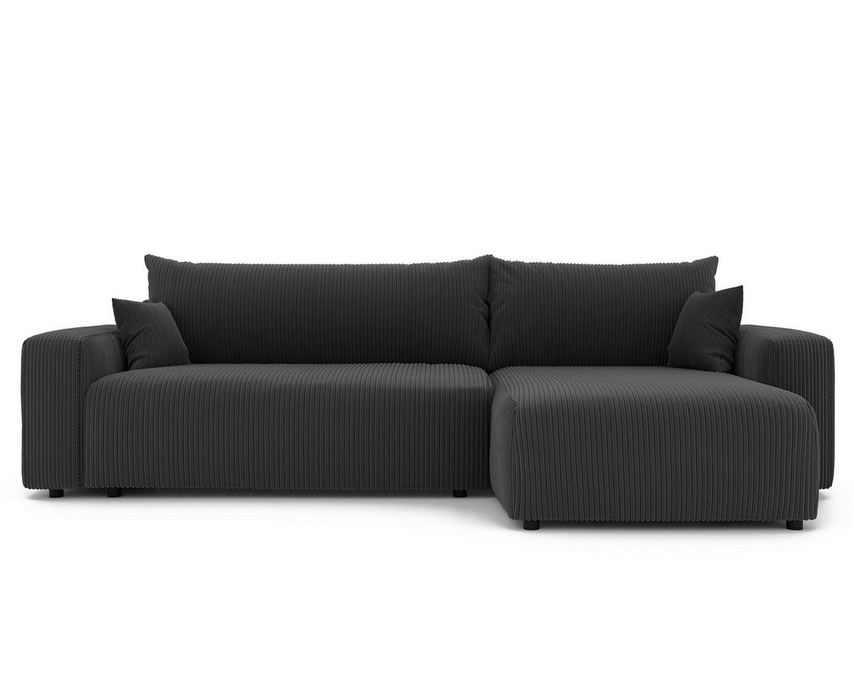 ECKSOFA mit Schlaffunktion und Bettkasten, Schwarz - Schwarz, Holzwerkstoff/Textil (145/278cm) - Idohome