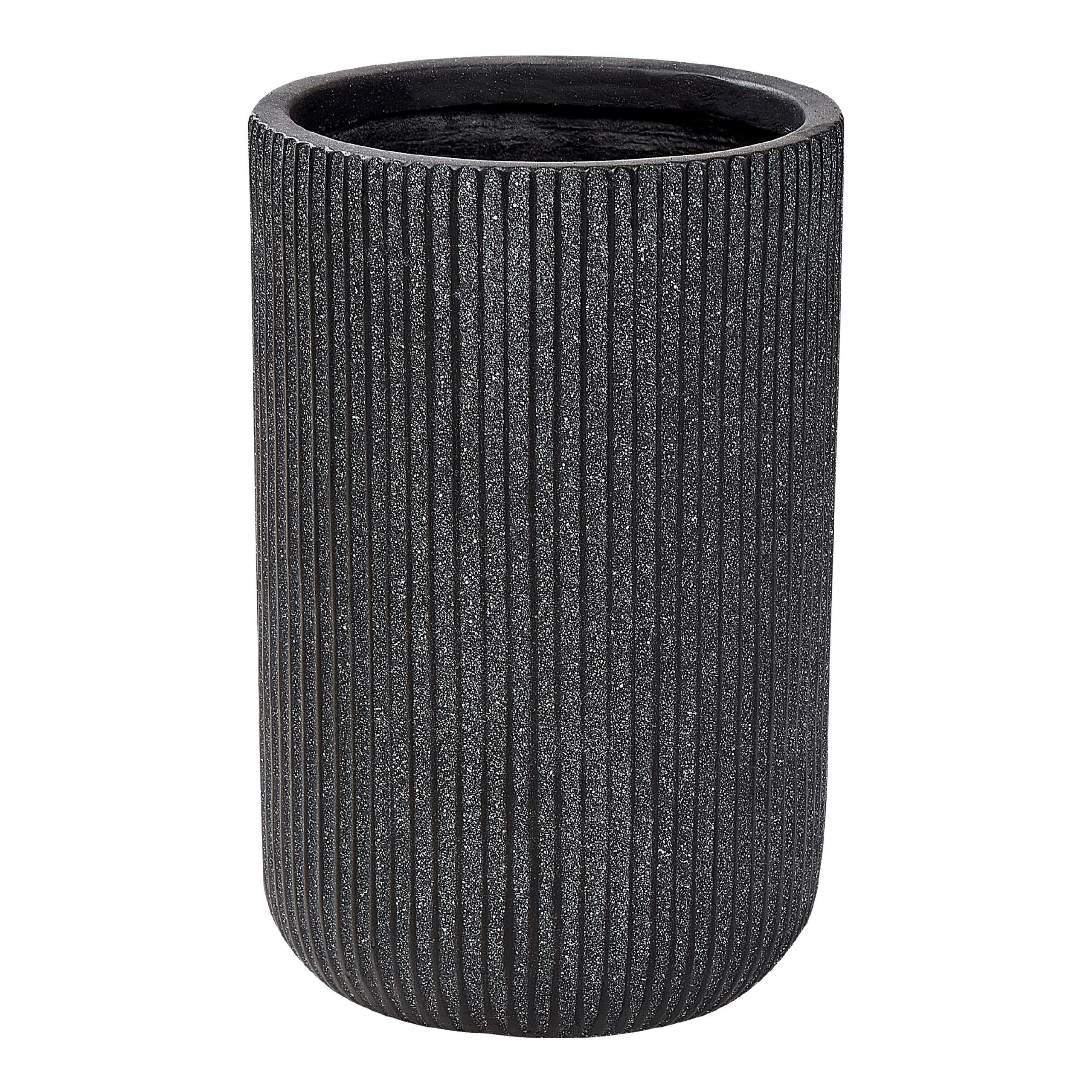 BLUMENTOPF schwarz rund 25/25/38 cm Eantio - Schwarz, Naturmaterialen (38cm) - Beliani