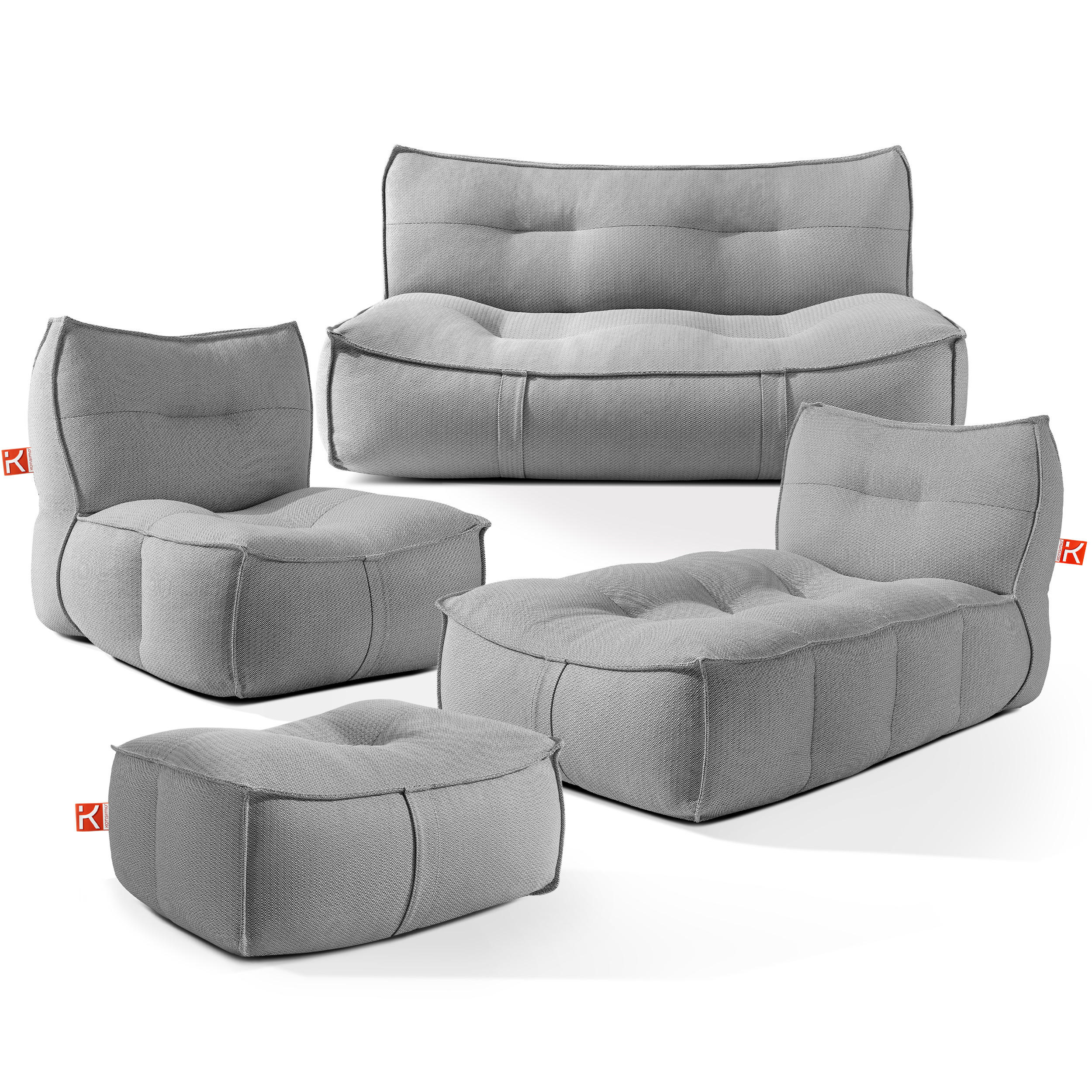 GARTENLOUNGE-SET LOVIA, Möbel-Set, Schwarz/Weiß - Schwarz, Textil - KONSIMO®