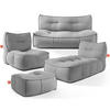 GARTENLOUNGE-SET LOVIA, Möbel-Set, Schwarz/Weiß - Schwarz, Textil - KONSIMO®