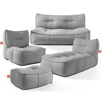 GARTENLOUNGE-SET LOVIA, Möbel-Set, Schwarz/Weiß - Schwarz, Textil - KONSIMO®