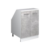KUCHYNSKÁ SKRIŇA PRE ŠIKMÉ STRECHY R-Line betón 60 cm s 2 dverami, korpus skrine hĺbka 60 cm - sivá/biela, kompozitné drevo (60/83.8/60cm) - Vicco