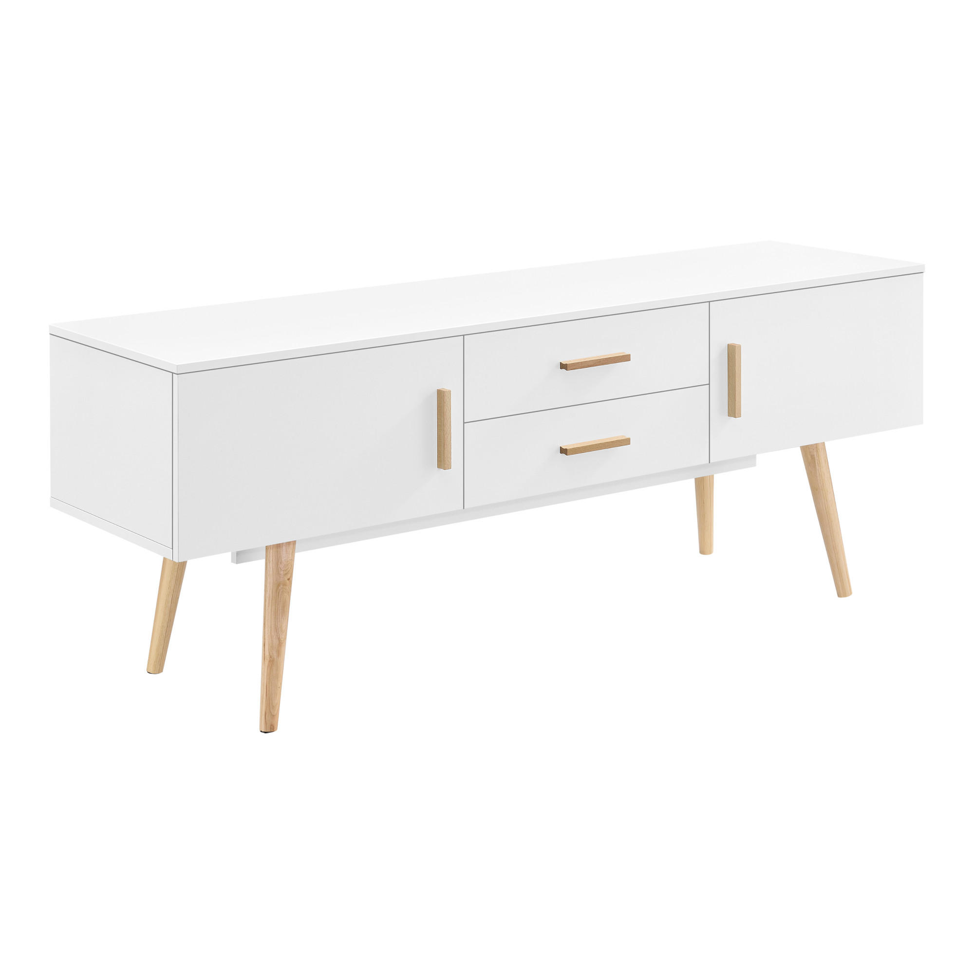 LOWBOARD Alavus - Weiß, Holz/Holzwerkstoff (140/56/40cm) - [en.casa]