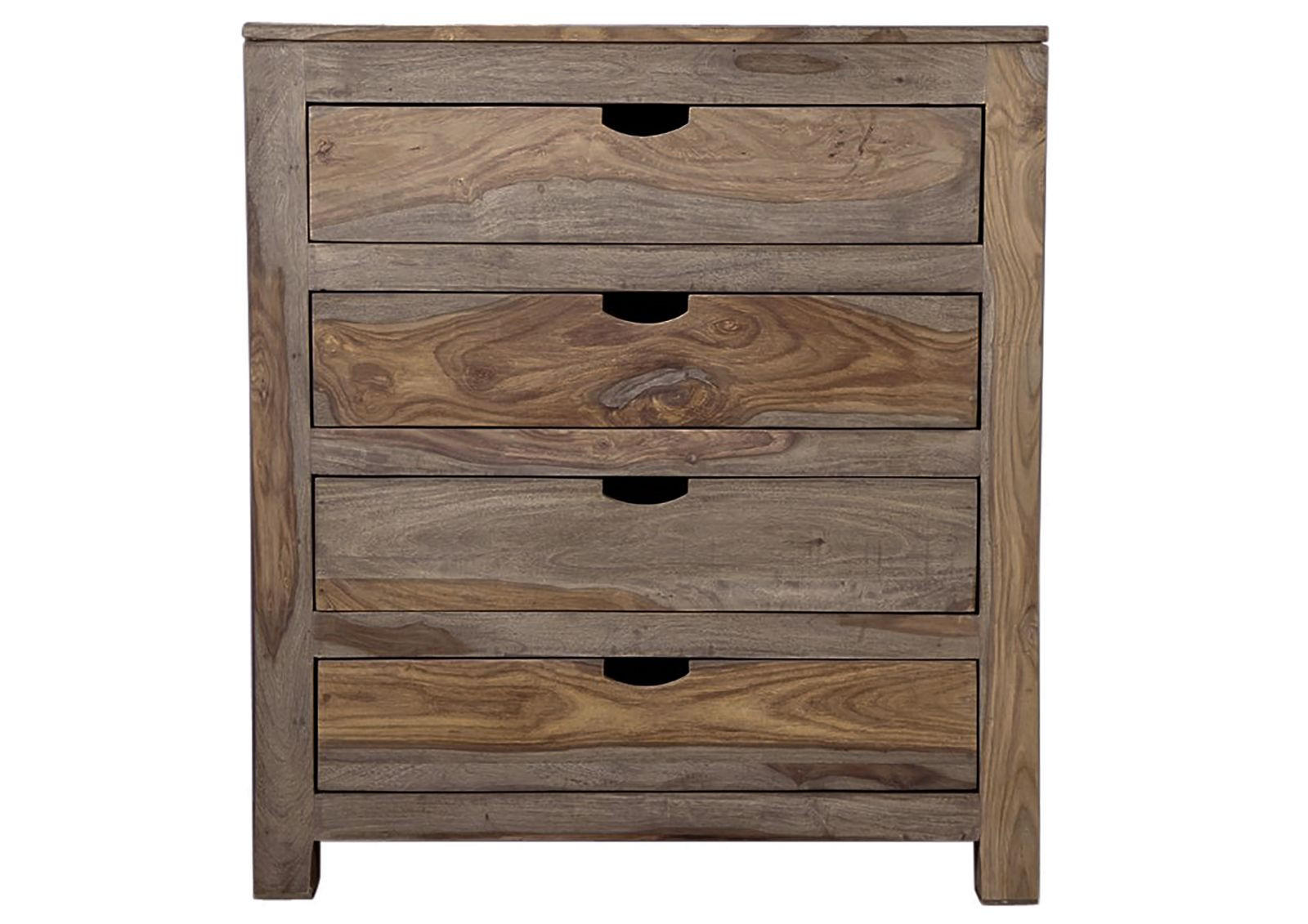 KOMMODE Sheesham 85x42x95 grau geölt NATURE GREY #85 - Grau, Holz (85/94/42cm) - Massivmoebel24