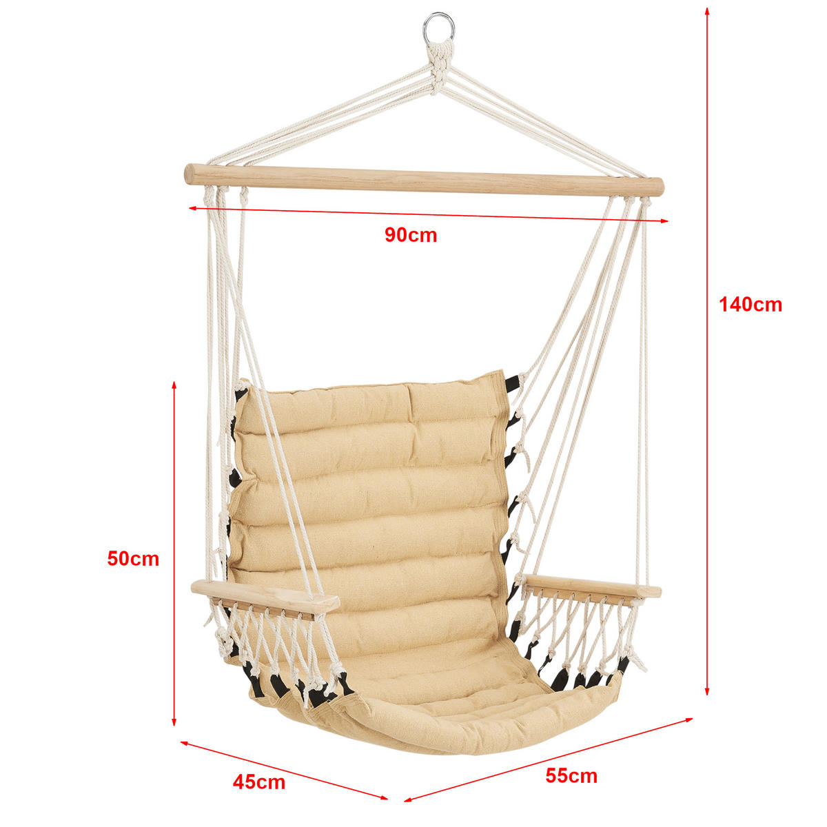 HÄNGESESSEL Bariloche - Beige, Textil (55/140/45cm) - [en.casa]
