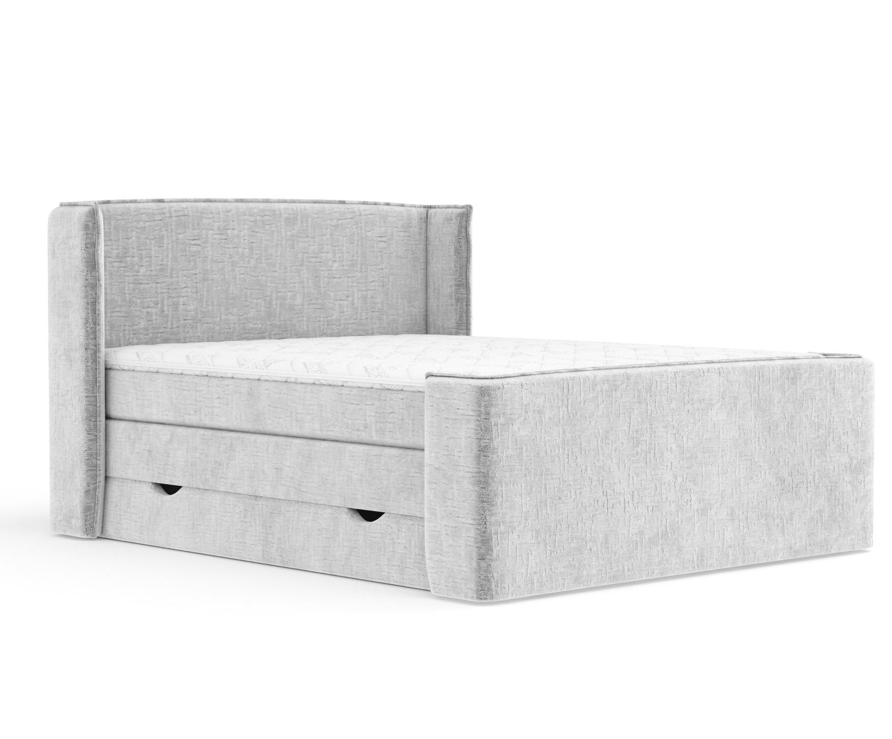 BOXSPRINGBETT Freeland Hellgrau 200/200 cm mit Matratze und Topper - Hellgrau/Schwarz, Holz/Holzwerkstoff (200/200cm) - Maison de Reve