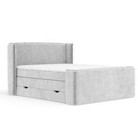 BOXSPRINGBETT Freeland Hellgrau 180/200 cm mit Matratze und Topper - Hellgrau/Schwarz, Holz/Holzwerkstoff (180/200cm) - Maison de Reve