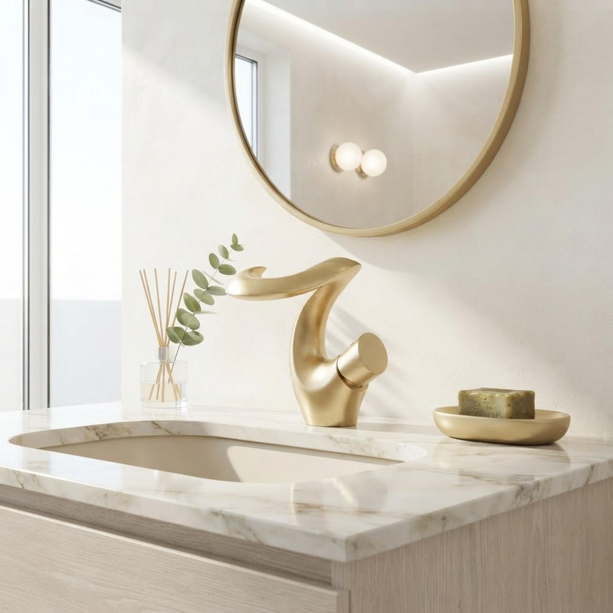 BADEZIMMERARMATUR, 16 x 13 cm, gold - Goldfarben, Metall (26/16/24cm) - Vallsero