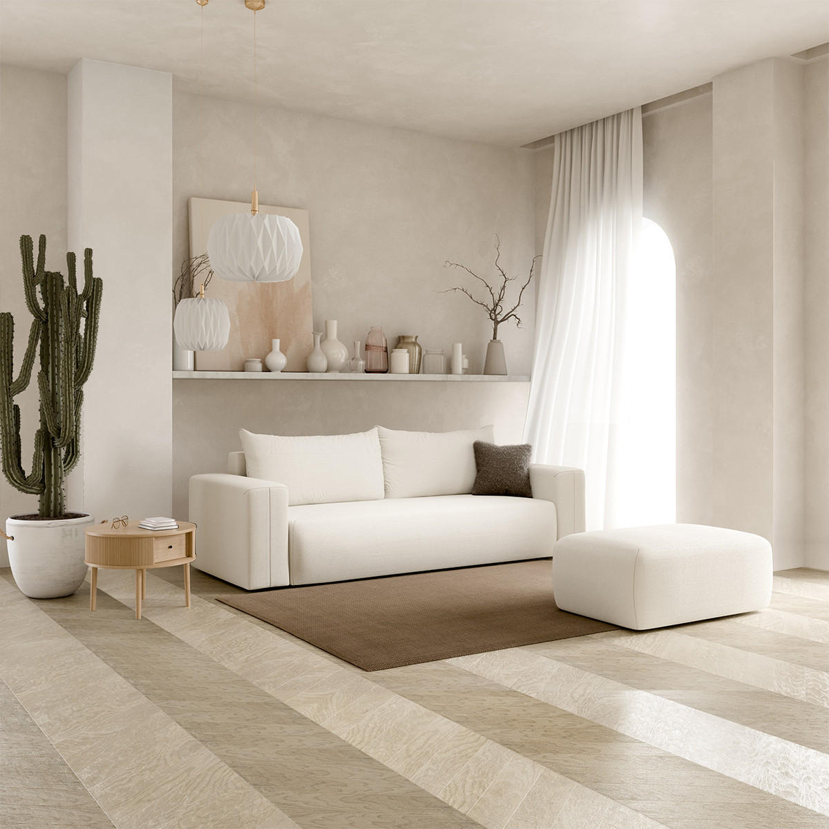 SOFA Bliss 3 Sitzplätze Gebrochenes Weiß - Weiß, Holz (252/72/97cm) - Petits-meubles