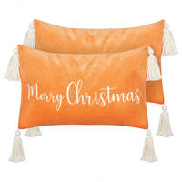 Dekokissen 2er-Set Orange 50/30 cm Lithops - Orange/Weiß, Textil (50/30cm) - Beliani