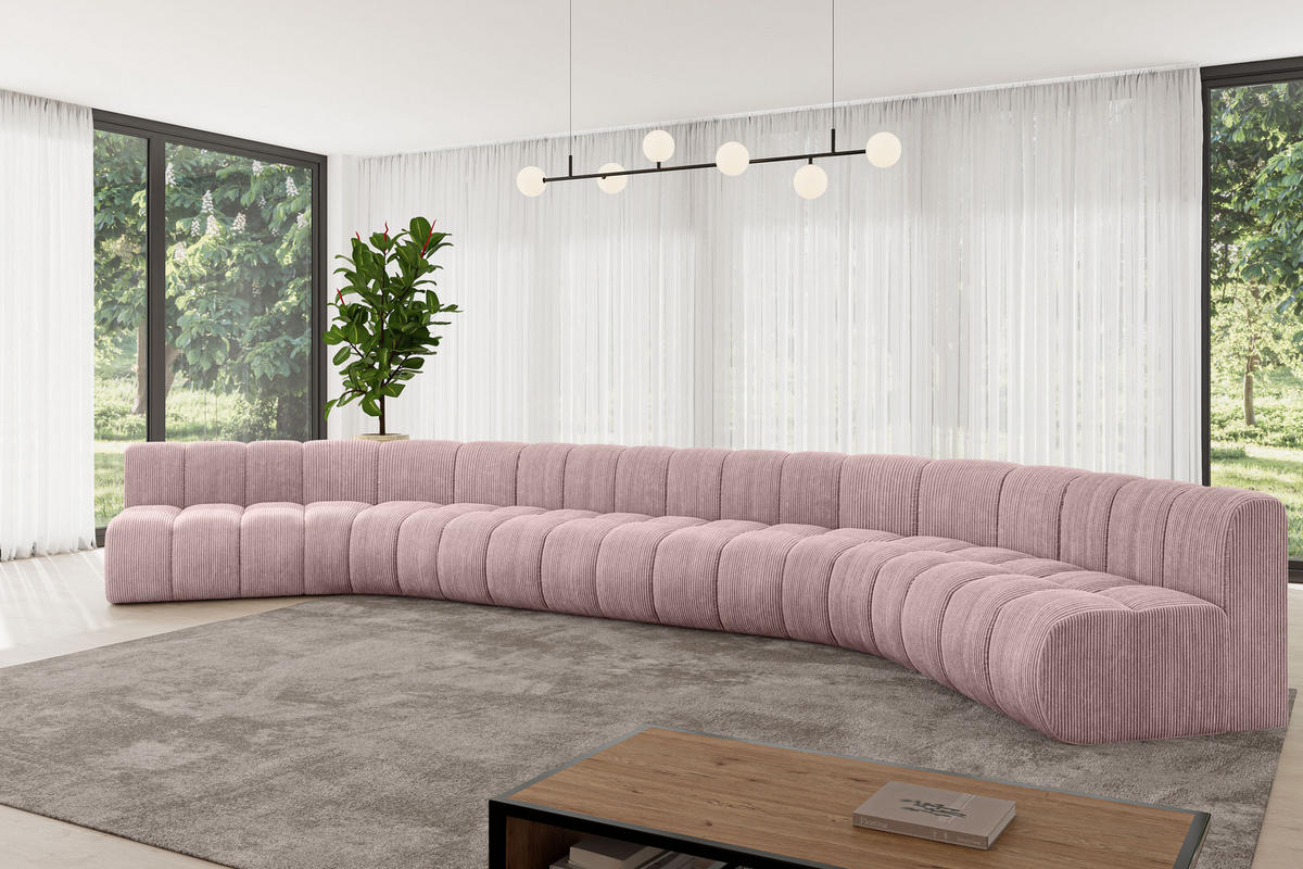 WOHNLANDSCHAFT modulares Sofa Montra-U2 - 581x174x70 cm Rosa - Rosa, Holzwerkstoff/Textil (581/70/174cm) - ALTDECOR
