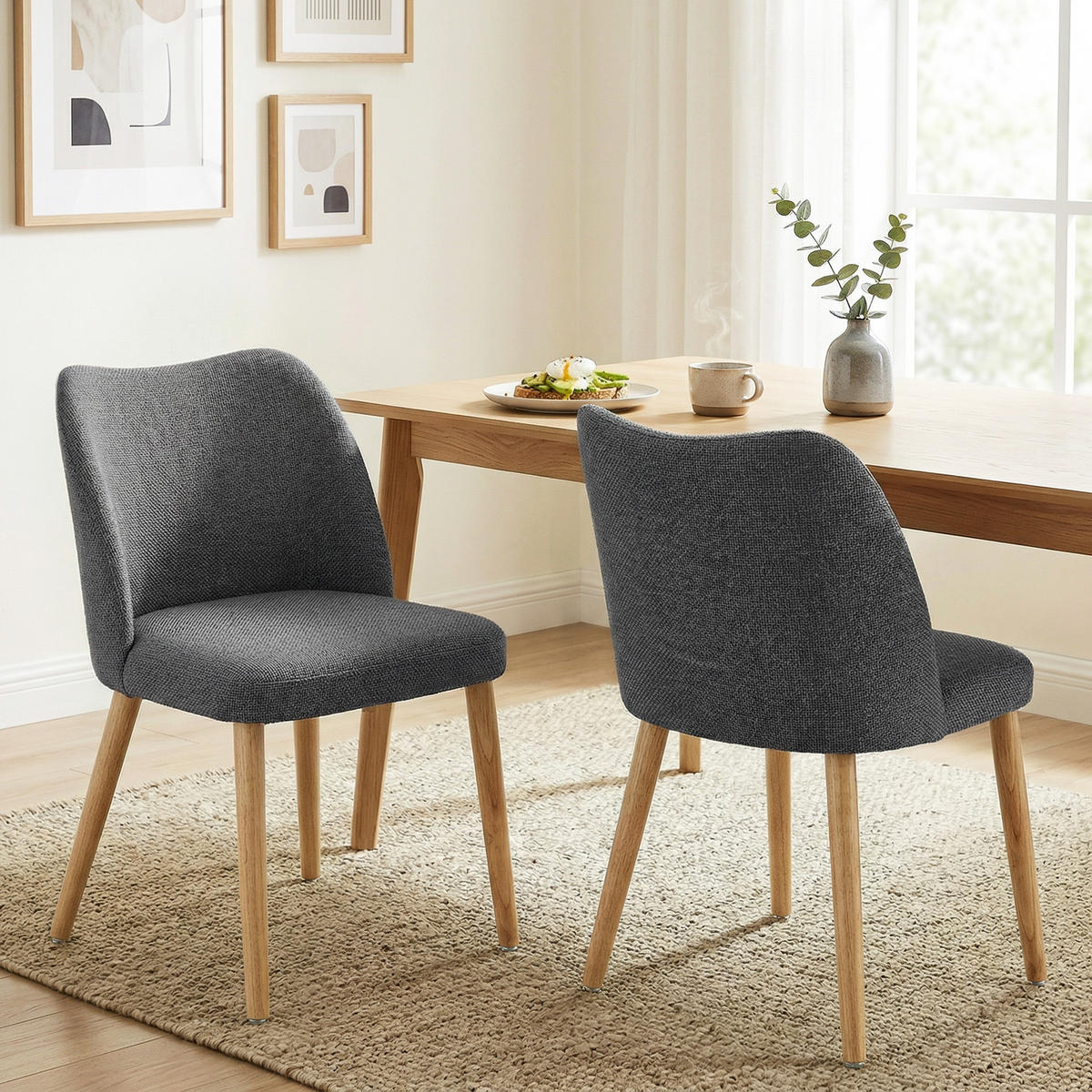STÜHLE Grau 2 Stück - Grau, Textil (46/76/52cm) - GiPP