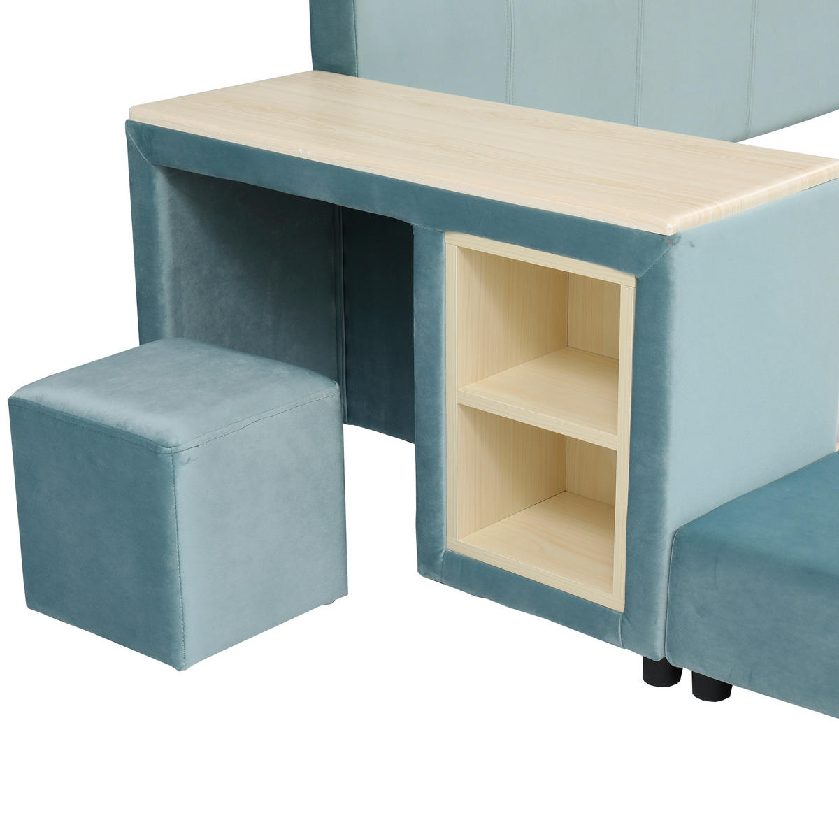 KINDERBETT 140/200 cm DE-02193, in Blau, mit Schreibtisch und Hocker - Blau, Holzwerkstoff (140/200cm) - ComfortXL