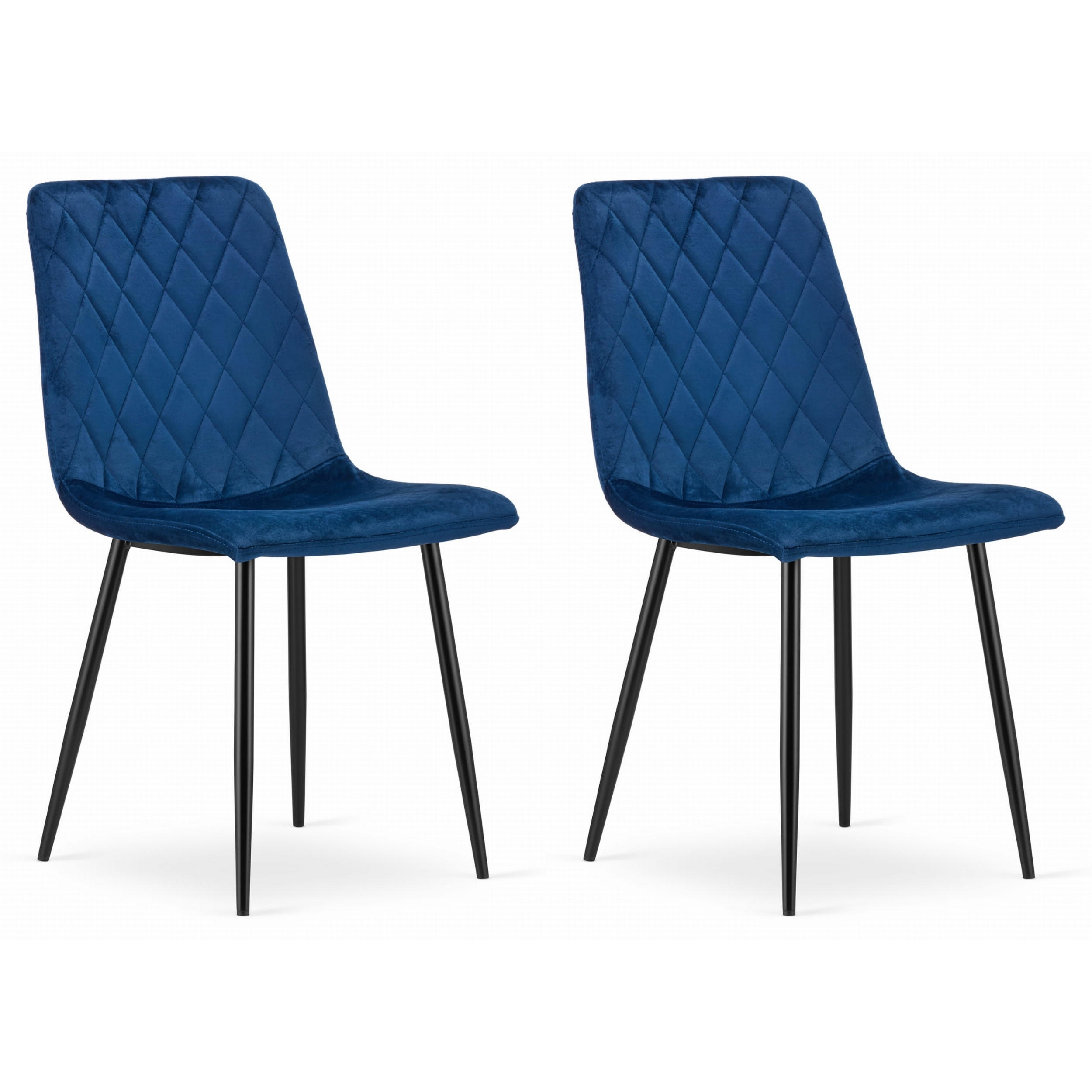 STUHL SCANNO 2-er Set, Blau, mit Samtstoff gepolstert - Blau, Textil/Metall (45/89/53cm) - Komodee