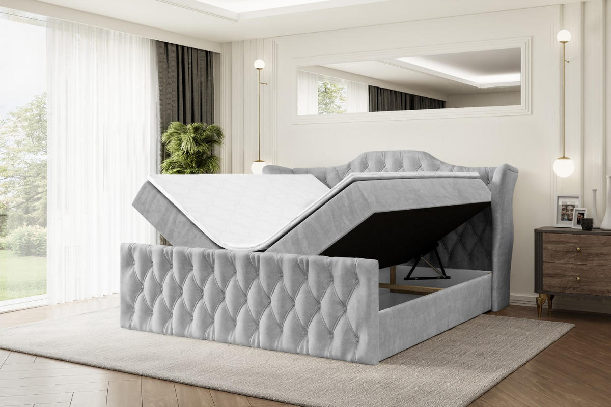 BOXBETT VILA-Z - 140x200 cm - H3 - Hellgrau - Hellgrau, Holzwerkstoff (140/200cm) - ALTDECOR