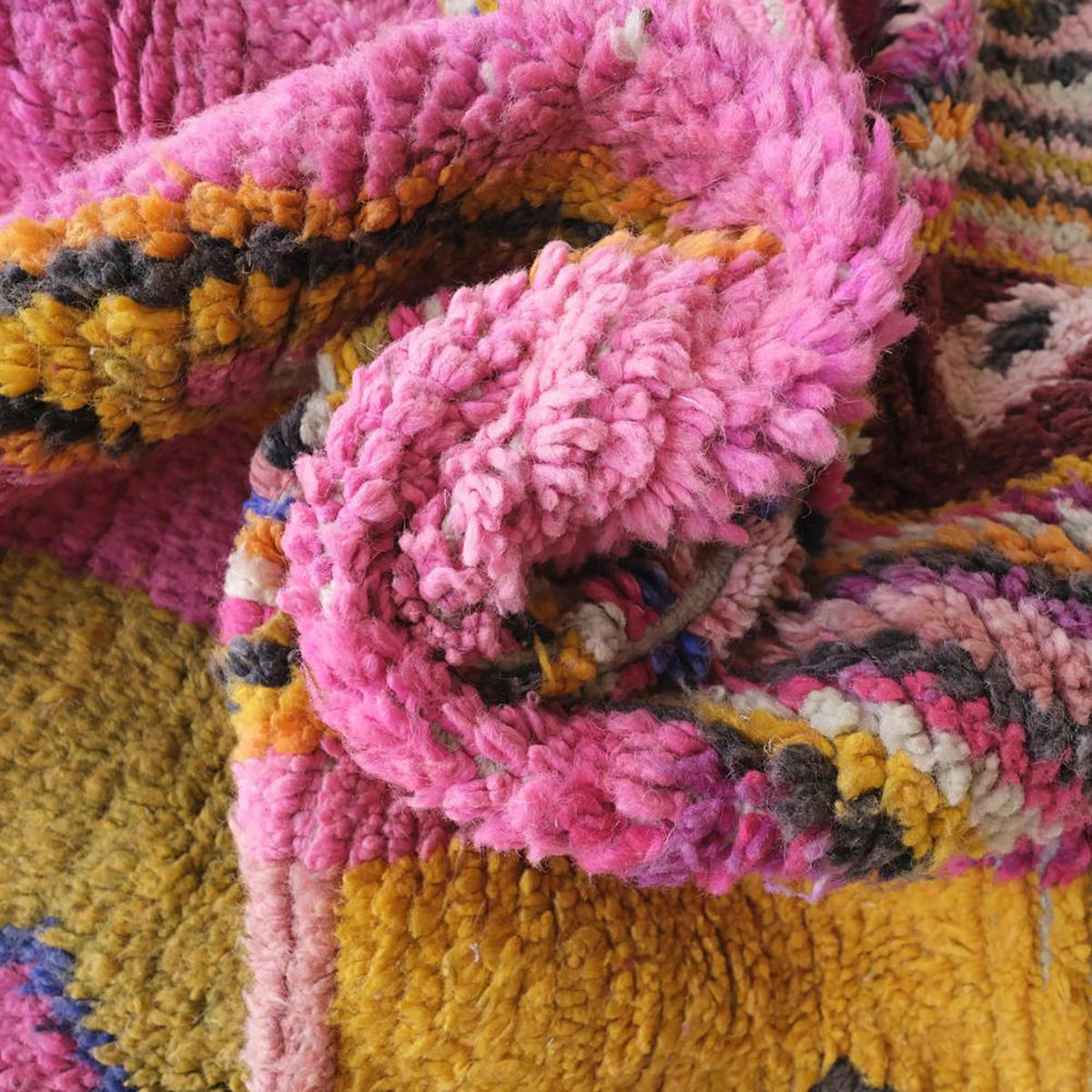 BERBERTEPPICH aus Marokko aus reiner Wolle rosa - Pink, Naturmaterialien (193/283cm) - AFK Living