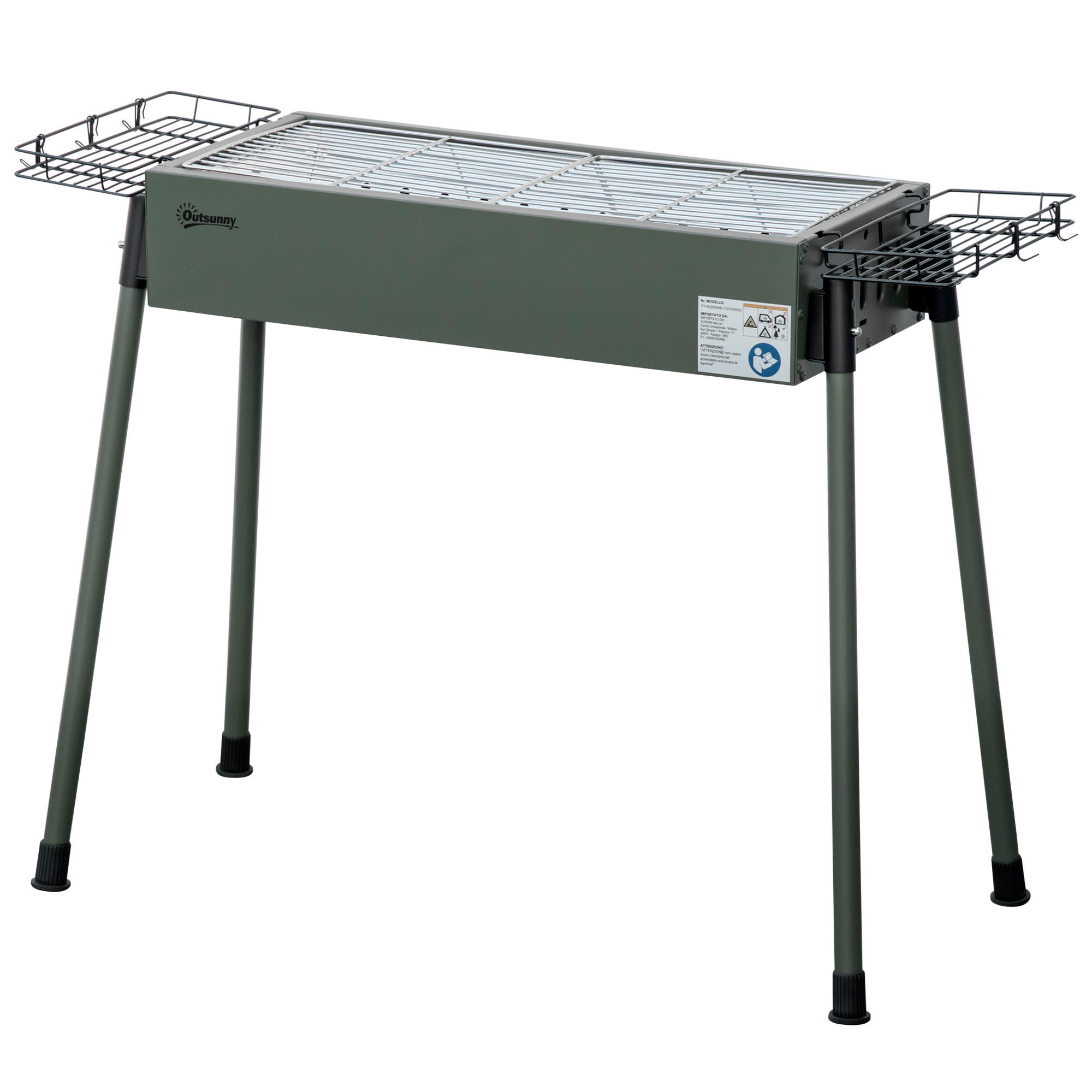 HOLZKOHLEGRILL - Grün, Metall (30/70/77cm) - Outsunny