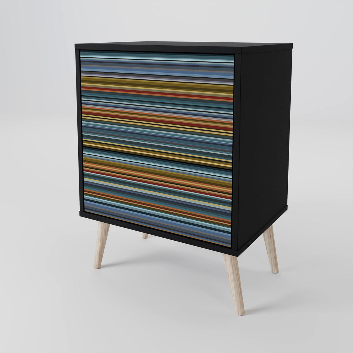 SIDEBOARD LINEOUT SPECTRUM, Schwarz, 57,5x42x75,5 cm, Goldfarbene Metallfüße - Goldfarben/Multicolor, Holzwerkstoff/Metall (57.5/75.5/42cm) - SpaceRebels