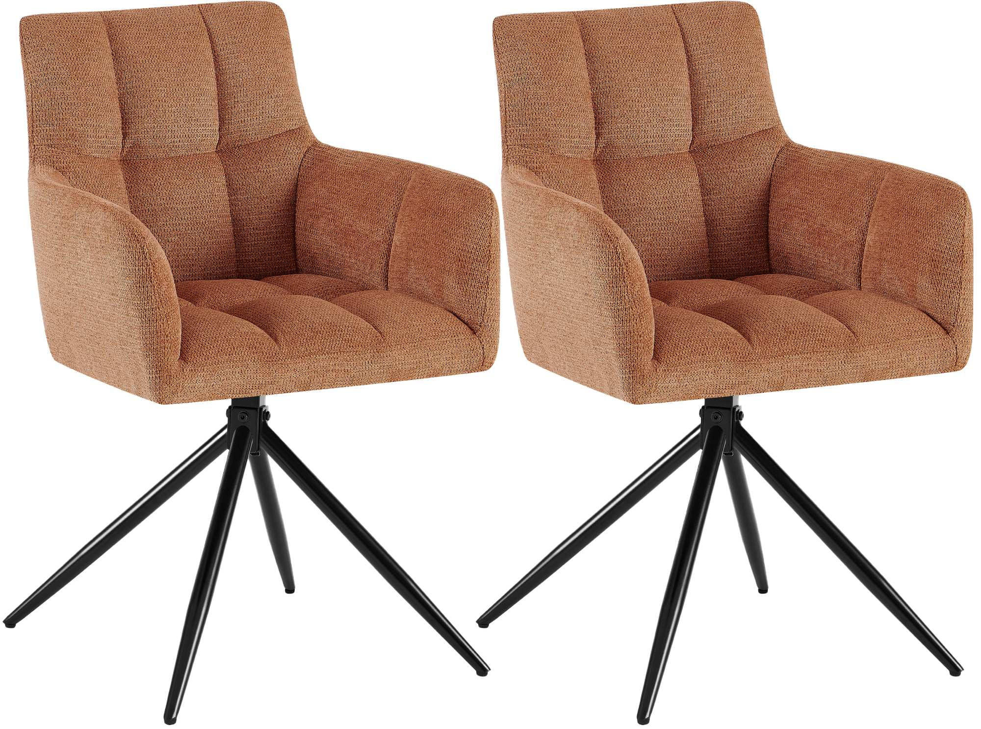 ARMLEHNENSTUHL 2er Set Stoff Orange - Schwarz/Orange, Textil/Metall (59/87/59cm) - CLP