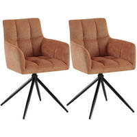 ARMLEHNENSTUHL 2er Set Stoff Orange - Schwarz/Orange, Textil/Metall (59/87/59cm) - CLP