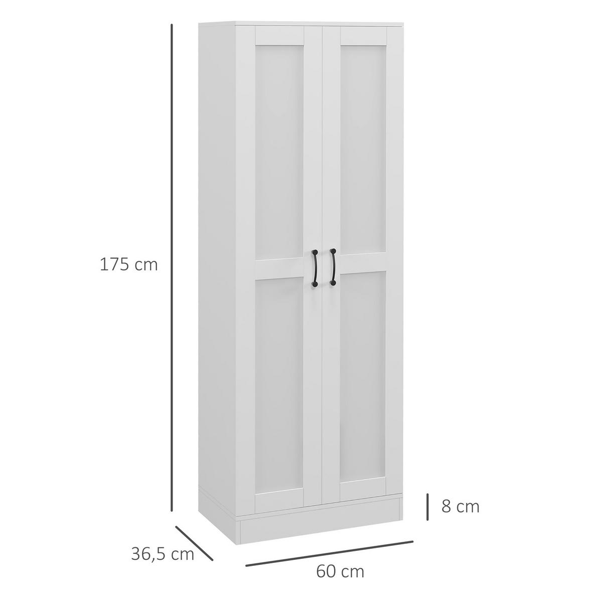 HIGHBOARD DE-11074 2 Türen & 5 Böden (3 verstellbar) Weiß - Weiß, Holzwerkstoff (36.5/175/60cm) - ComfortXL